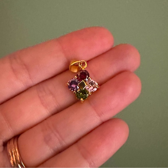 Gold Colored Multicolor Gemstone Pendant - Picture 1 of 4